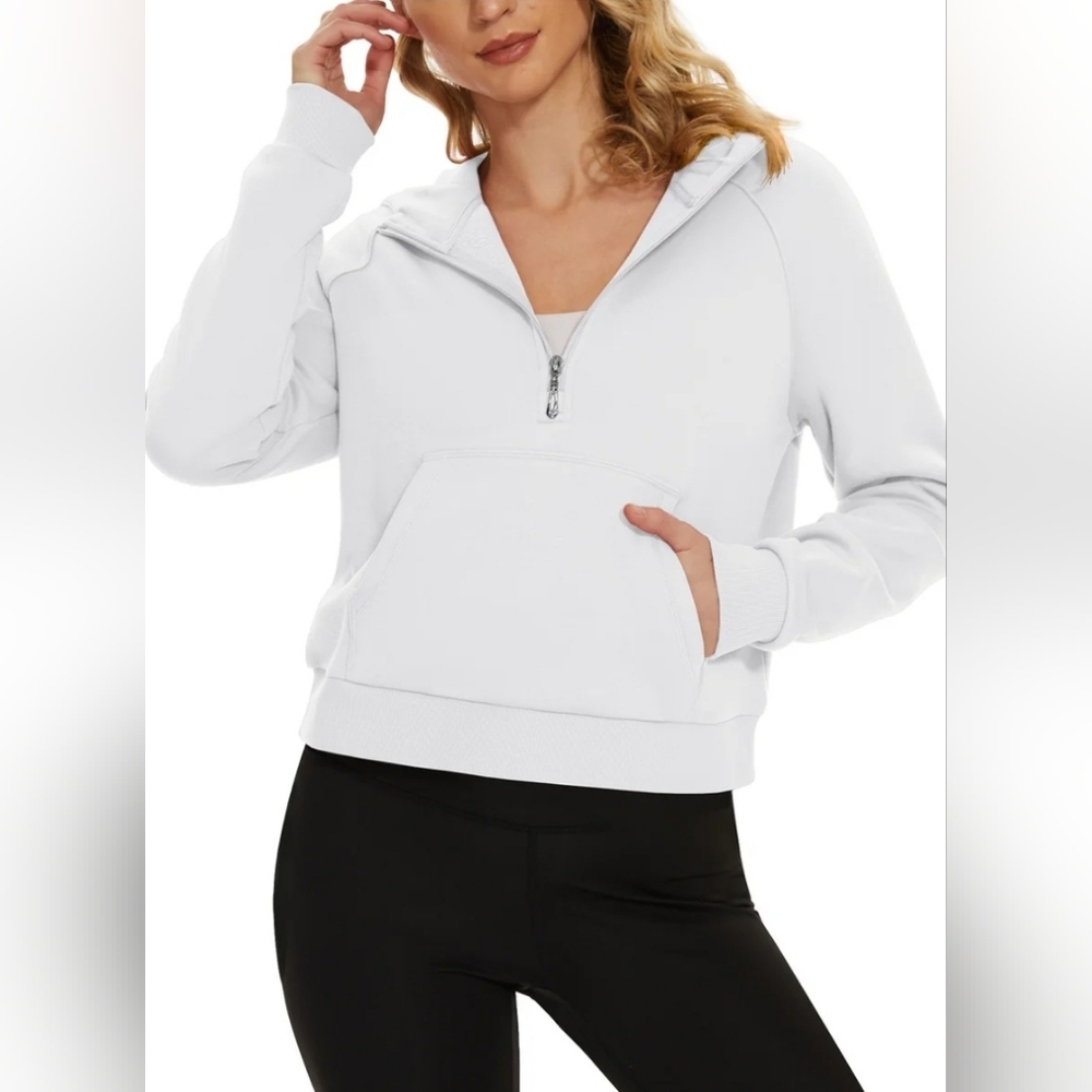 (1) White & (1) Olive Women's Zip-Up Hoodie L/XL